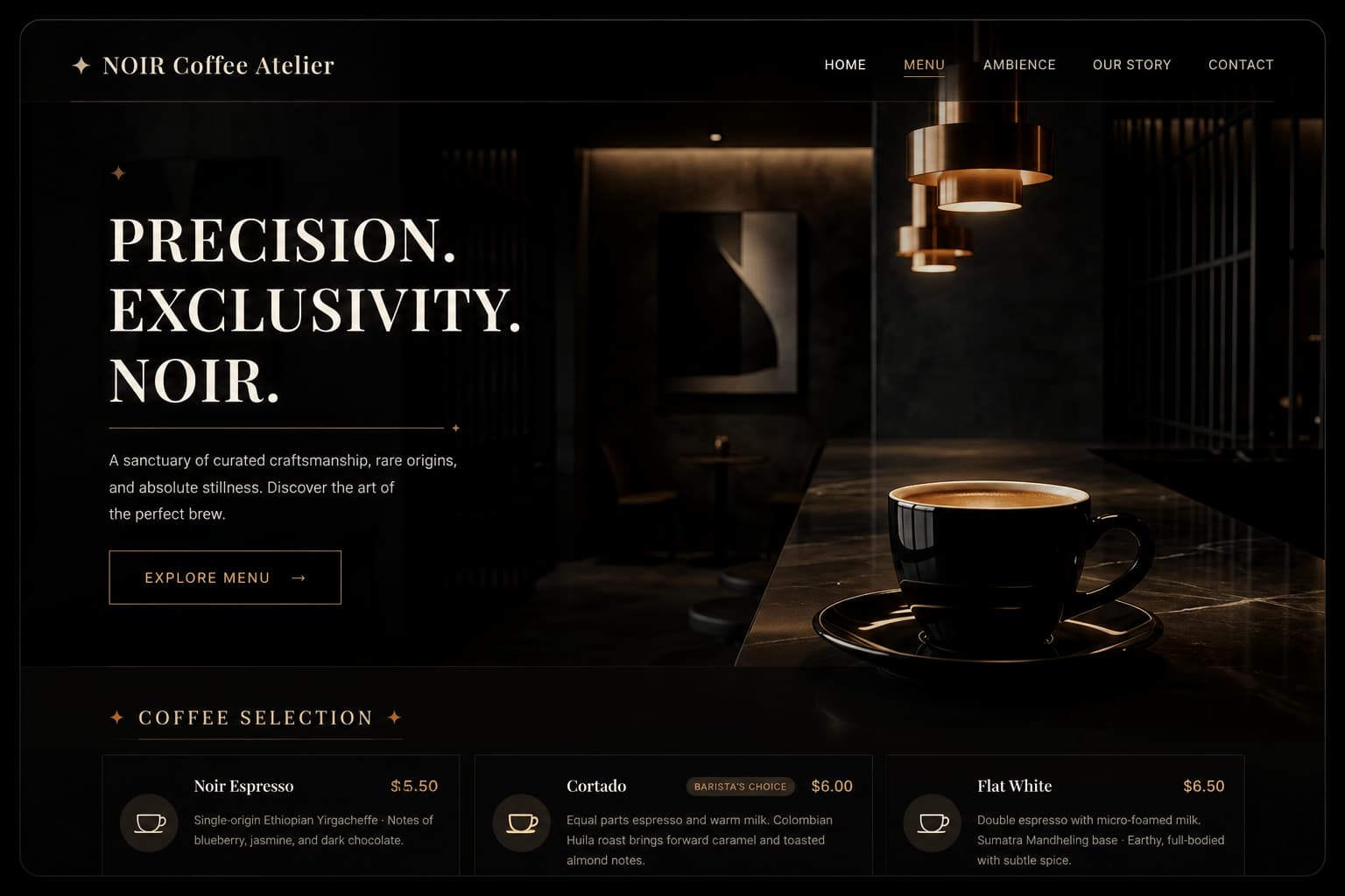 Noir Cafe Atelier Website Preview
