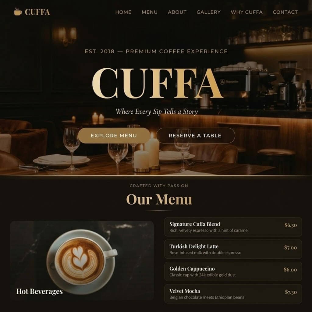 Cuffa Cafe Website Preview