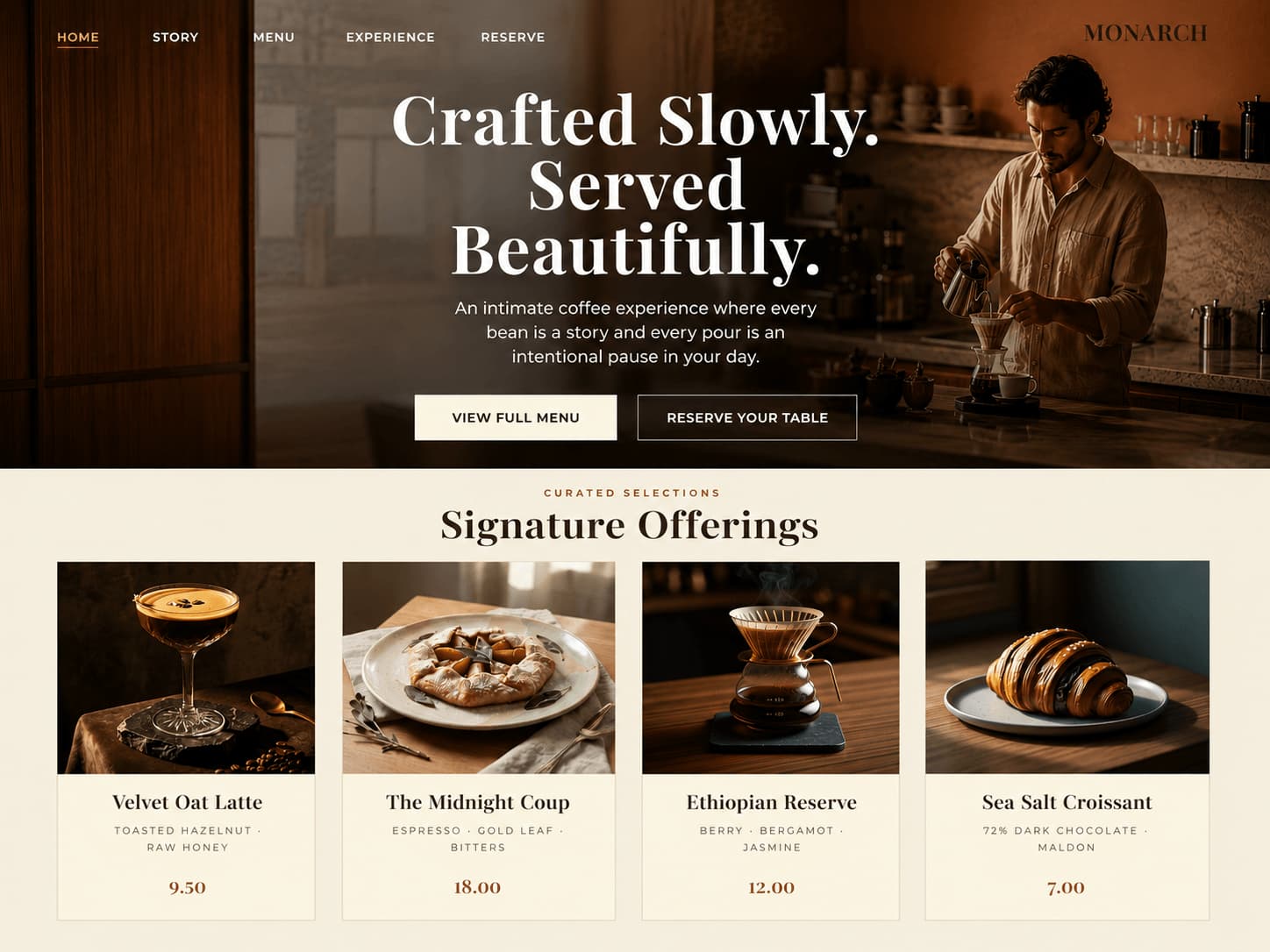Monarch Cafe Website Preview
