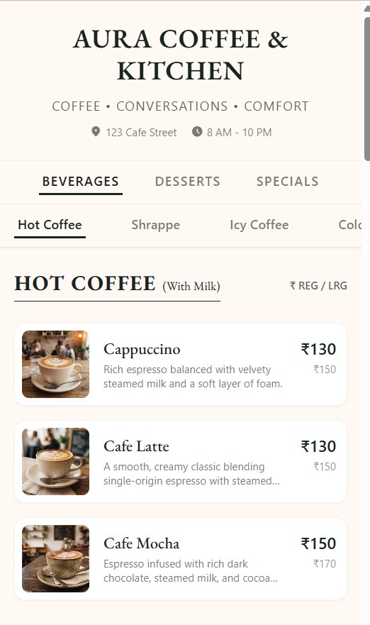 Digital Menu Preview