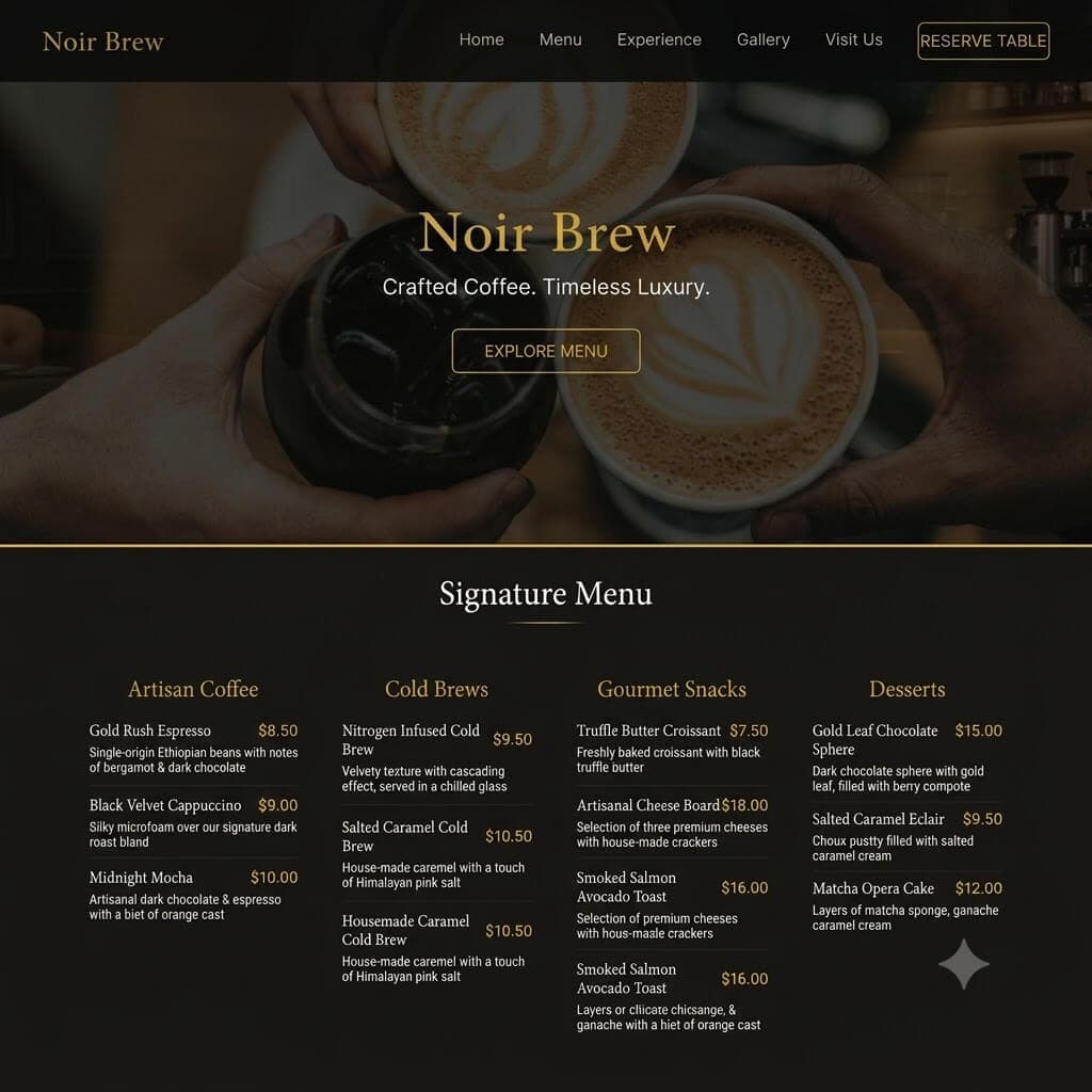 Noir Brew Website Preview
